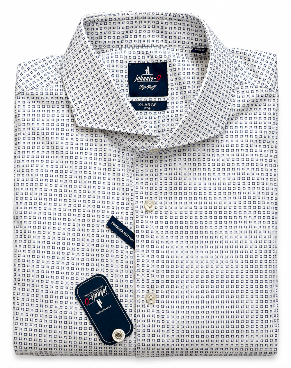 NEW JOHNNIE-O TOP SHELF WHITE LAUFER PRINTED BUTTON DOWN SHIRT SZ XL